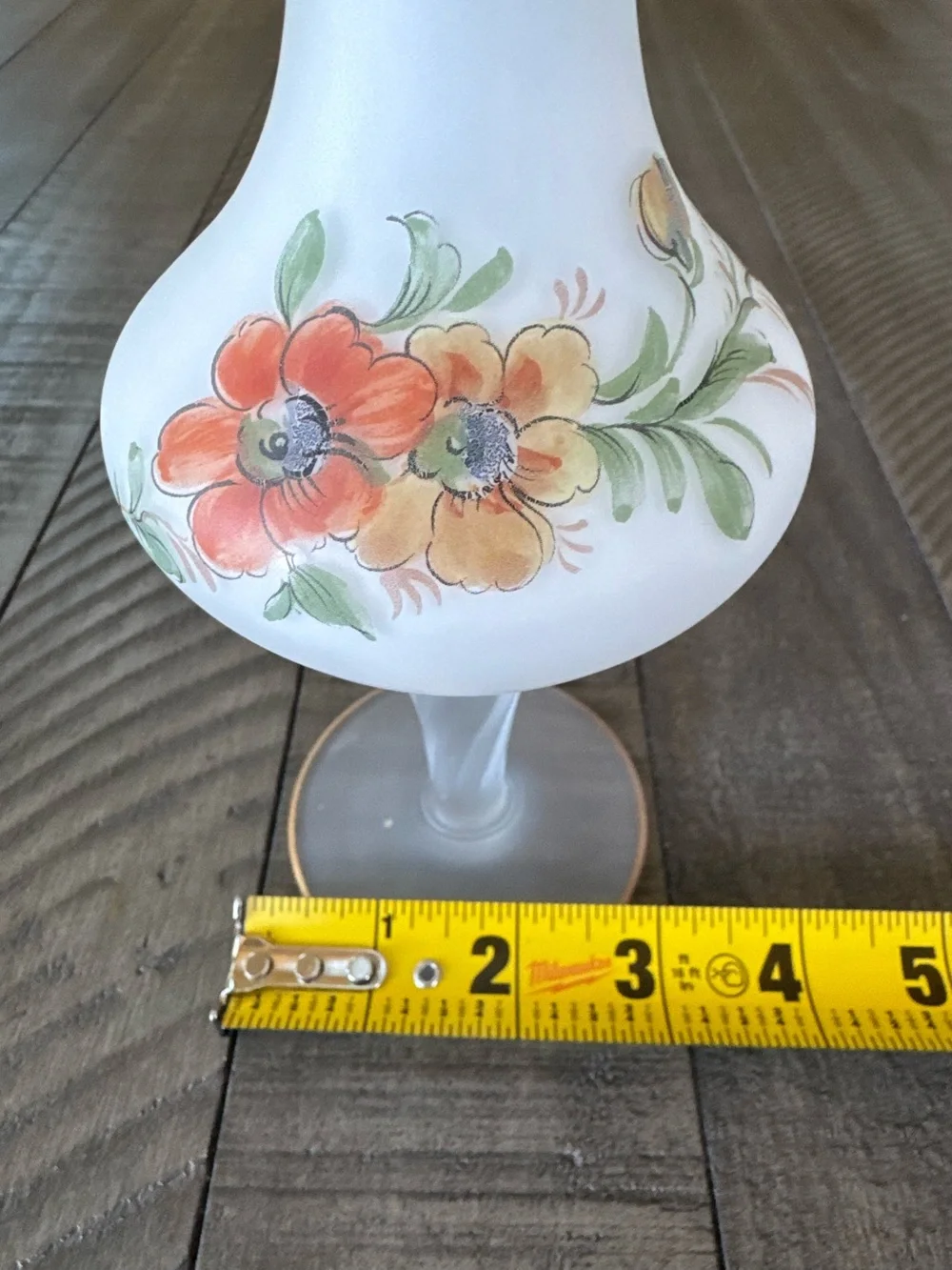 Vintage Frosted Floral Glass Bud Vase
